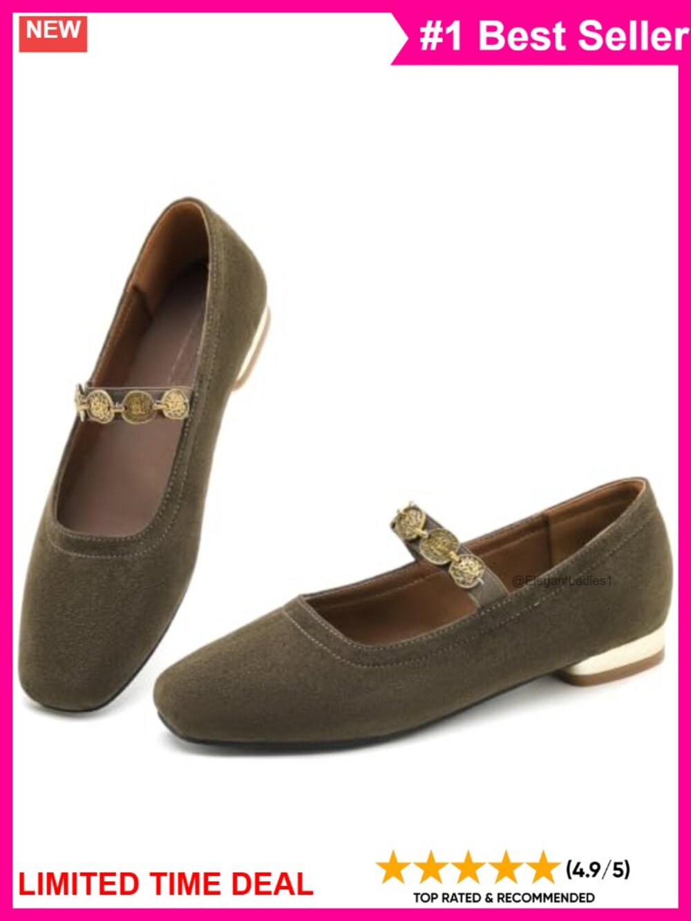 Mary Jane Flats Square Toe Comfort Low Heel Women's Shoes